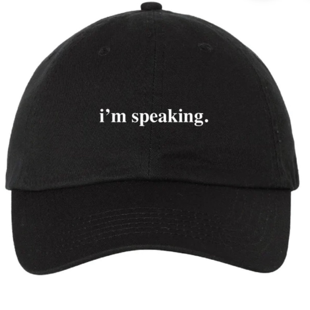 Navy Baseball Cap with 'I'm Speaking' Text